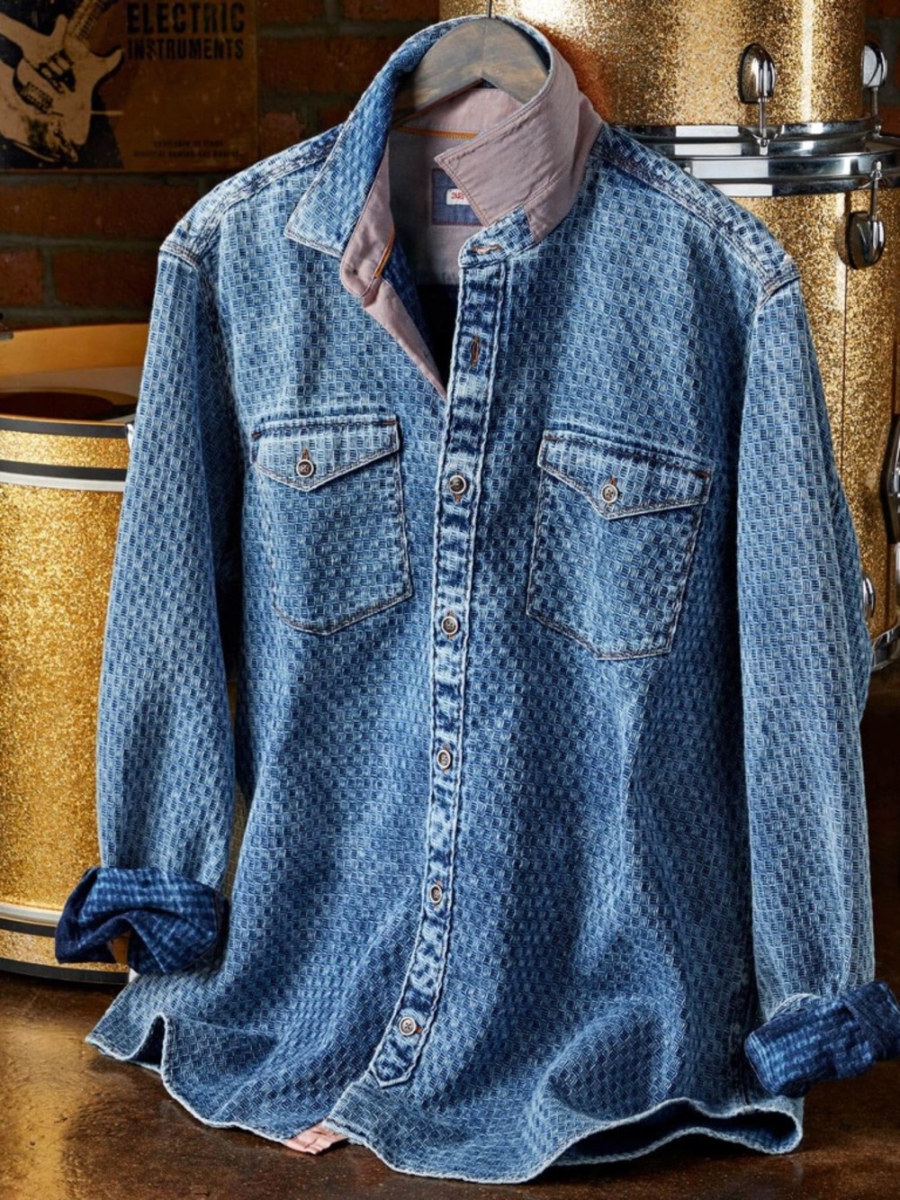 32 Bar Blues Blue Blazes Shirt Jacket, Indigo - XL